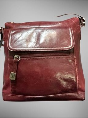 Giani Bernini Genuine Leather Crossbody Bag Burgundy Organizer Adjustable